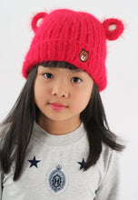 Load image into Gallery viewer, หมวกไหมพรม ทรงบินนี่แต่งหูแบบหนา บุขนด้านใน สำหรับเด็ก - Kids Bear Ears Crochet Eyelash Fur Fleece Lined Knit Hat