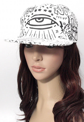 หมวกแก็ปปริ้นลายตา - Flatbrim Hiphop Baseball Cap