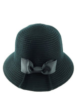 Load image into Gallery viewer, หมวกสานปีกสั้น - Cloche Hat With Satin Bow