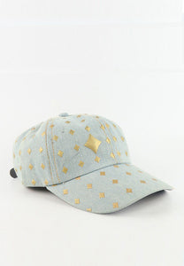 หมวกแก็ปแฟชั่น ปริ้นลายไพ่สีทอง   - Card Symbol Baseball Cap
