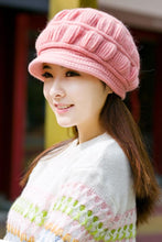 Load image into Gallery viewer, Fleece Lining Winter Rabbit Hair Kintted Cap with Visor