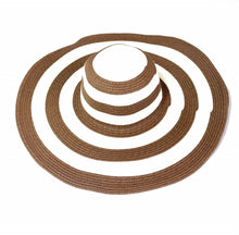 Load image into Gallery viewer, หมวกสานปีกกว้างชายทะเลลายเส้น - Summer Striped Straw Hat Floppy Big Brim Hat