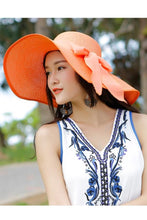Load image into Gallery viewer, หมวกสานปีกกว้างชายทะเลสไตล์คลาสสิค - Classic Style large brimmed Sandy beach Straw hat