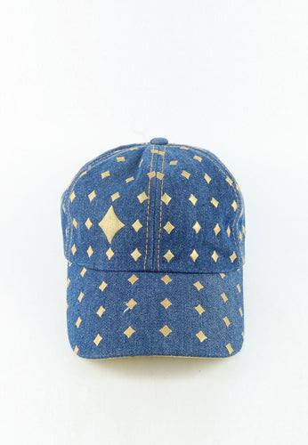 หมวกแก็ปแฟชั่น ปริ้นลายไพ่สีทอง   - Card Symbol Baseball Cap