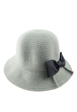 Load image into Gallery viewer, หมวกสานปีกสั้น - Cloche Hat With Satin Bow