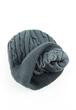 Load image into Gallery viewer, หมวกไหมพรมถักลายเปีย บุขนด้านในสำหรับกันหนาว No.688 - Unisex Cable Knit Fleece Lining Knit Beanie Ski Hat