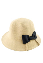 Load image into Gallery viewer, หมวกสานปีกสั้น - Cloche Hat With Satin Bow