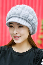 Load image into Gallery viewer, หมวกไหมพรมถักขนกระต่ายบุขน - Fleece Lining Rabbit Hair Knitted Cap