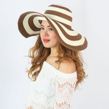 Load image into Gallery viewer, หมวกสานปีกกว้างชายทะเลลายเส้น - Summer Striped Straw Hat Floppy Big Brim Hat