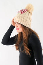 Load image into Gallery viewer, หมวกไหมพรมทรงบีนนี่แต่งปอมโบว์แดง - Winter Black Pom Pom Knit Beanie Hats With Red Bow