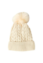 Load image into Gallery viewer, หมวกไหมพรมทรงบีนนี่แต่งปอม - Fleece Lined Cable Knitted Pom Pom Beanie Hat