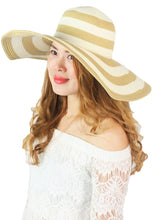 Load image into Gallery viewer, หมวกสานปีกกว้างชายทะเลลายเส้น - Summer Striped Straw Hat Floppy Big Brim Hat