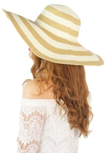 Load image into Gallery viewer, หมวกสานปีกกว้างชายทะเลลายเส้น - Summer Striped Straw Hat Floppy Big Brim Hat