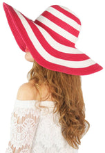 Load image into Gallery viewer, หมวกสานปีกกว้างชายทะเลลายเส้น - Summer Striped Straw Hat Floppy Big Brim Hat