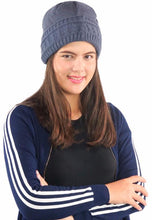 Load image into Gallery viewer, หมวกไหมพรมถักลายเปีย บุด้านในสำหรับกันหนาว - Unisex Cable Knit Fleece Lining Knit Beanie Ski Hat
