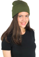 Load image into Gallery viewer, หมวกไหมพรมทรงบีนนี่ H005 - Unisex Solid Thick Wool Ribbed Beanie Hat