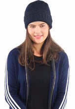 Load image into Gallery viewer, หมวกไหมพรมถักลายเปีย บุด้านในสำหรับกันหนาว - Unisex Cable Knit Fleece Lining Knit Beanie Ski Hat